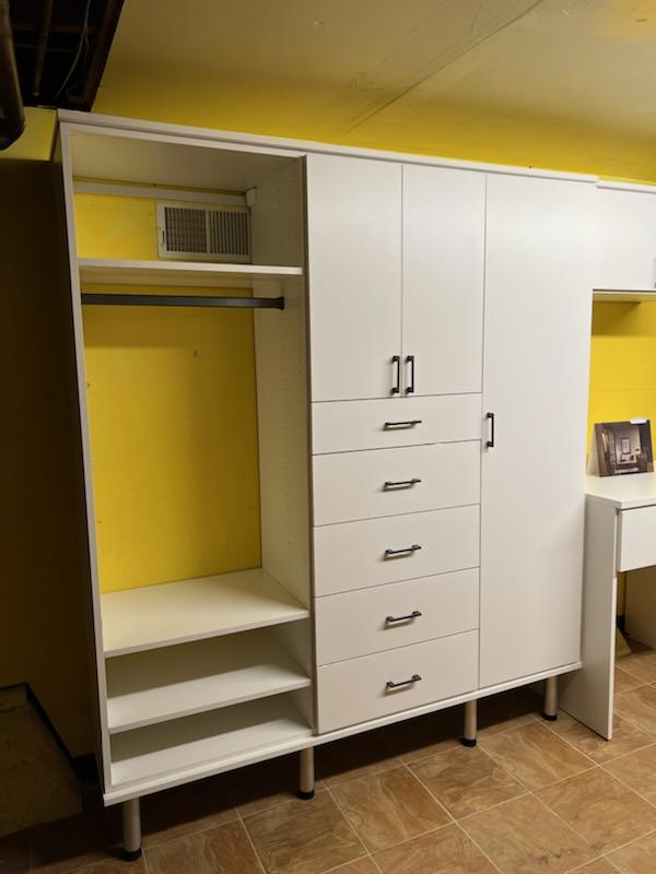 Here’s a look at the California Closets project for the mother-daughter AFS resource family. The addition of cabinets and closet space helped make the space more functional and organized (1 of 3).