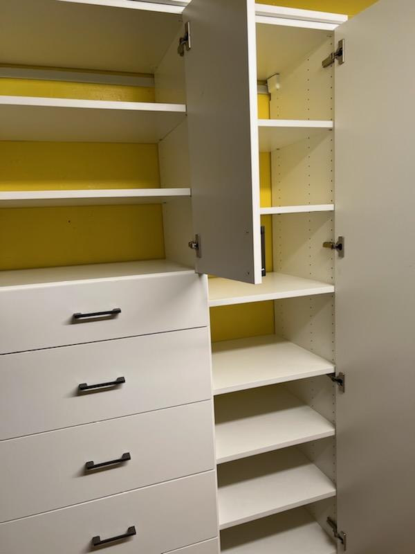 Here’s a look at the California Closets project for the mother-daughter AFS resource family. The addition of cabinets and closet space helped make the space more functional and organized (3 of 3).