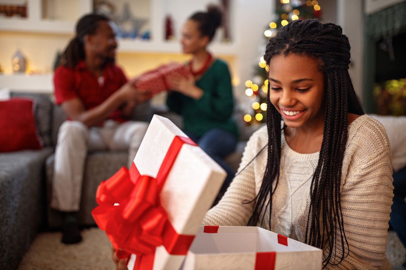Excited gift recipient